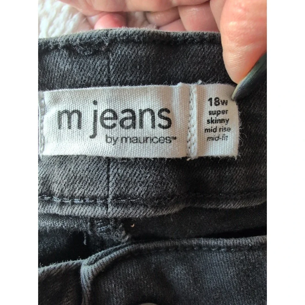 18W Maurices M Jeans Mid Rise Womens  Black Jean Skinny High Rise Stretch 29 Lng - Picture 7 of 9